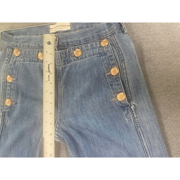 Etienne Marcel Wide Leg Trouser Mariner Nautical Gold Buttons Jeans sz 24 / 2 - Picture 9 of 10